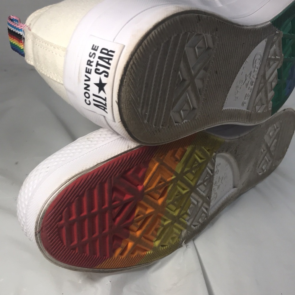 Converse Chuck Taylor All Star White Lift Platform Low Pride A02264C Unisex Shoe - Picture 7 of 9
